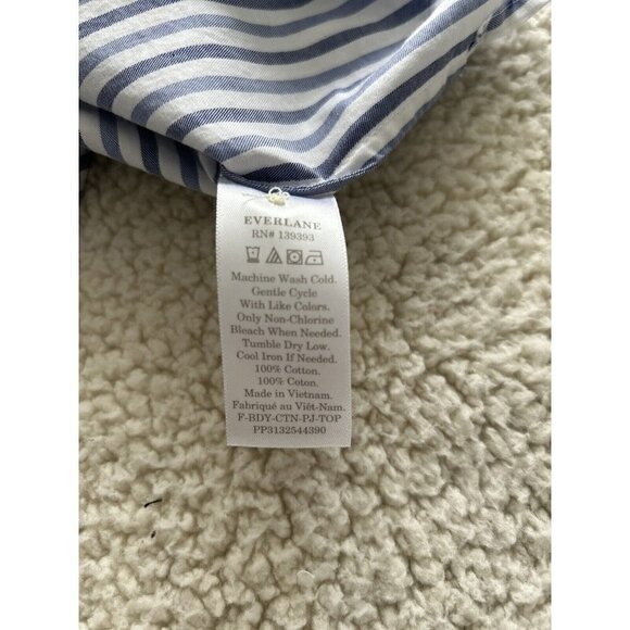 Everlane Long Sleeve Cotton Poplin Crop PJ Top blouse Blue Stripes - Picture 12 of 12